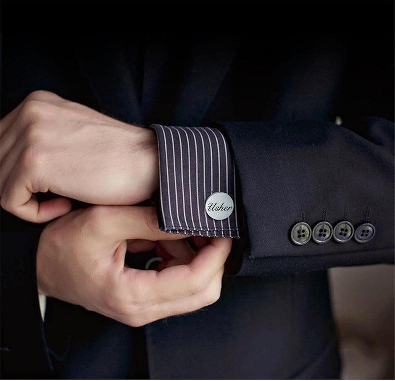 Vkooer Personalized Engraved Cuff Links Tie Clip Set Custom Engrave Phrase Wedding Cufflinks Jewelry Gift for Father Dad Of all the Walks We've taken This one is my Favorite - Image 3